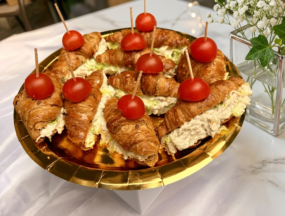 Bandeja de mini croissants con tomate