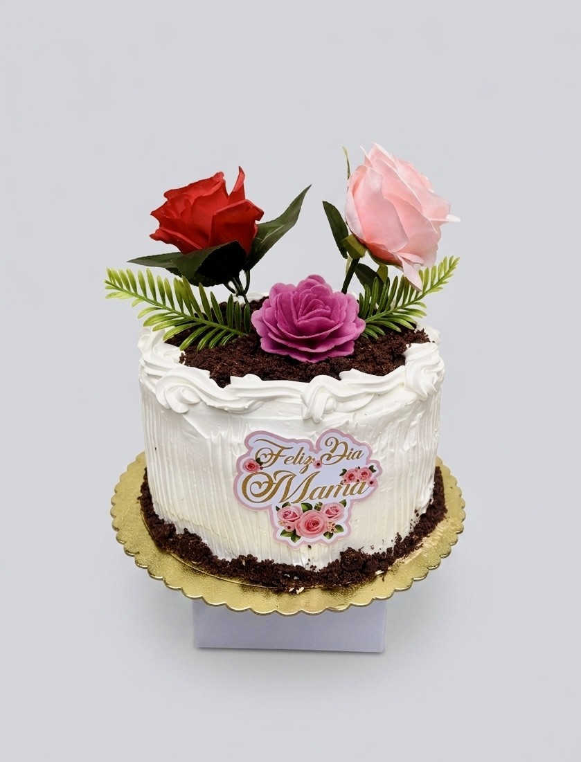 Pastel Feliz Día Mamá con flores